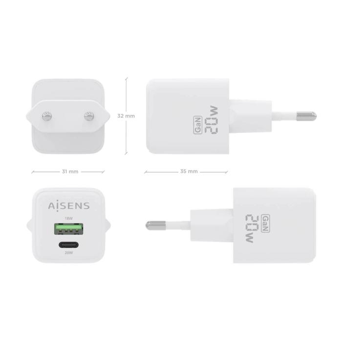 AISENS ASCH-20W2P010-W mobile device charger Universal White AC Fast charging Indoor — image 4 of 6