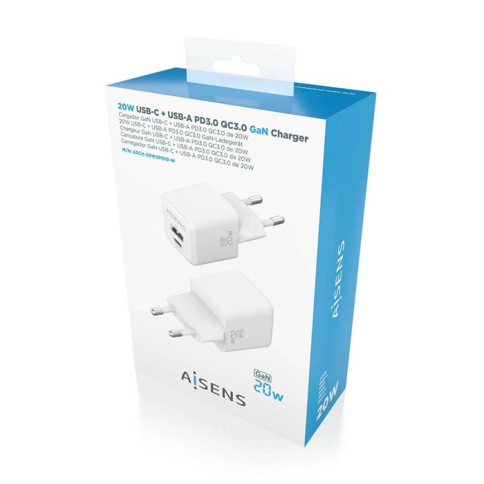 AISENS ASCH-20W2P010-W mobile device charger Universal White AC Fast charging Indoor — image 6 of 6