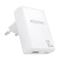 AISENS ASCH-30W2P074-W mobile device charger Digital camera, Mobile phone, Laptop, Smartphone, Tablet, Universal White AC Fast charging Indoor
