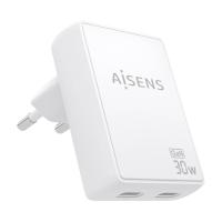 AISENS ASCH-30W2P075-W mobile device charger Digital camera, Mobile phone, Laptop, Smartphone, Tablet, Universal White AC Fast charging Indoor