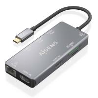 AISENS ASUC-9P018-GR laptop dock/port replicator Wired USB 3.2 Gen 1 (3.1 Gen 1) Type-C Grey