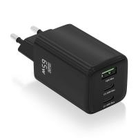 AISENS Charger Gan 65W, 2xUSB-C PD3.0 QC4.0, 1xUSB-A QC3.0, Black