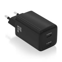 AISENS Charger Gan 65W, 2xUSB-C PD3.0 QD4.0, Black