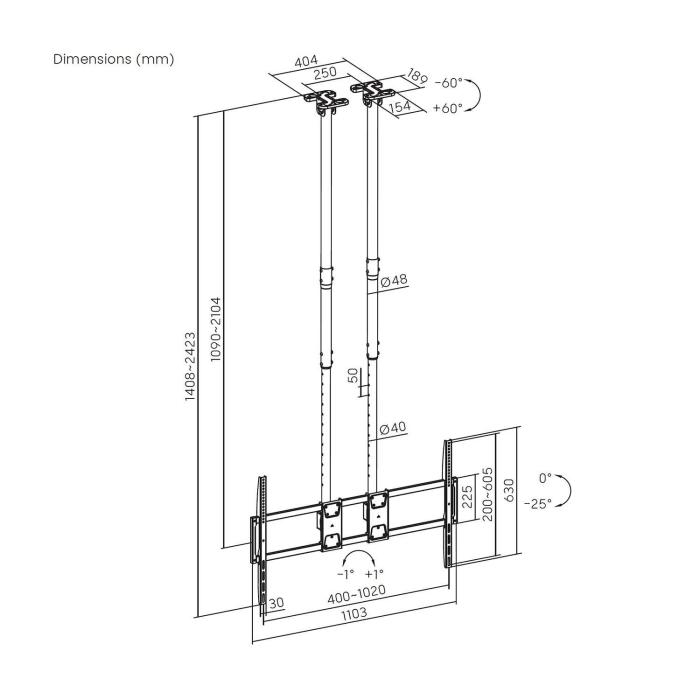 AISENS CT120TLE-395 TV mount/stand 3.05 m (120'') Black — image 6 of 12
