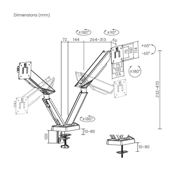 AISENS DT38TSR-345 monitor mount / stand 96.5 cm (38'') Desk Black, White — image 7 of 7