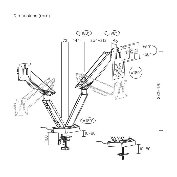 AISENS DT38TSRRGB-349 monitor mount / stand 96.5 cm (38'') Desk Black, White — image 7 of 7