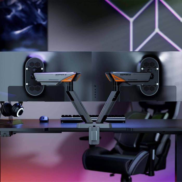 AISENS DT38TSRRGB-349 monitor mount / stand 96.5 cm (38'') Desk Black, White — image 5 of 7