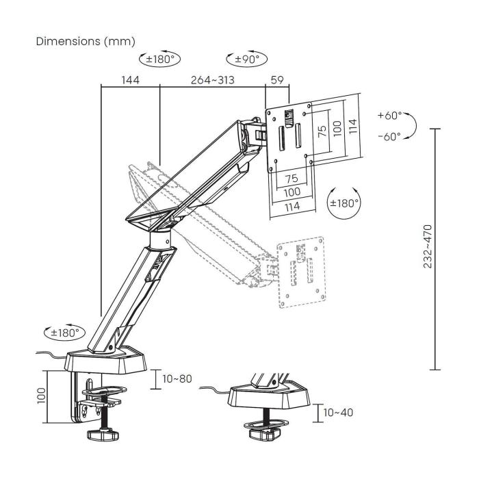 AISENS DT49TSRRGB-347 monitor mount / stand 124.5 cm (49'') Desk Black, Grey — image 7 of 7