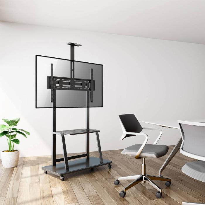 AISENS ECO Floor Stand with Wheel, DVD Tray and Camera Support for Monitor/TV 150Kg from 37-100, Black — image 9 of 9