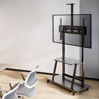 AISENS ECO Floor Stand with Wheel, DVD Tray and Camera Support for Monitor/TV 150Kg from 37-100, Black, view image 8 of 9