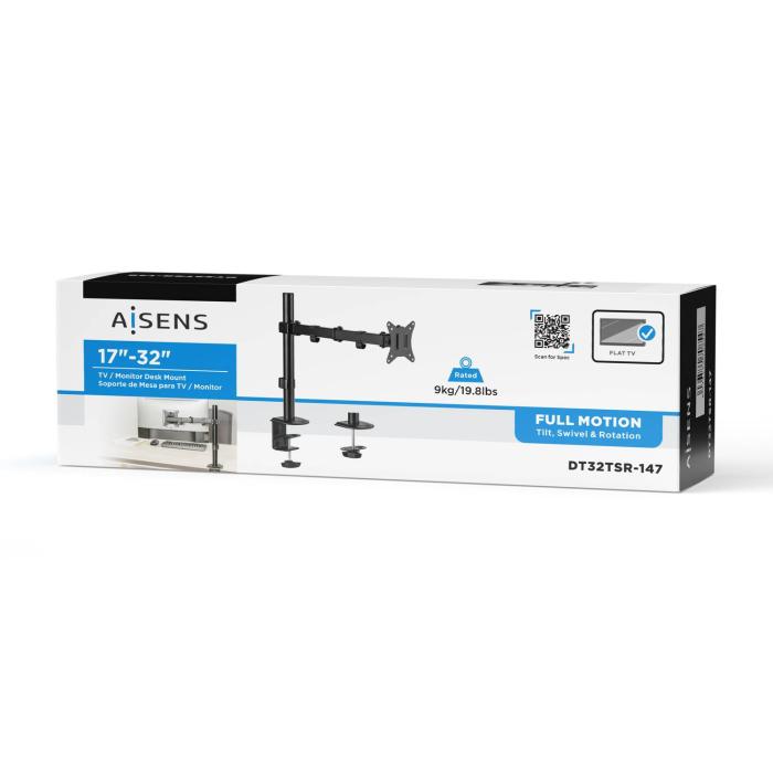 AISENS ECO Swivel and Tilt Table Mount for Monitor/TV 9Kg (3 Pivots, 1 Arm) from 17-32, Black — image 5 of 7