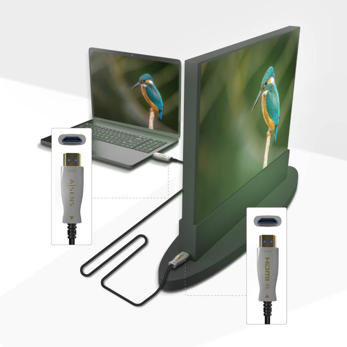 AISENS HDMI Cable V2.0 AOC Premium High Speed ​​/ Hec 4K@60Hz 4:4:4 18Gbps, A/MA/M, Black, 150m — image 3 of 4