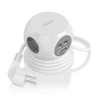 AISENS Multifunction Desktop Power Strip with 3 Outlets + 2xUSB-C, 2xUSB-A, 1.4M, White