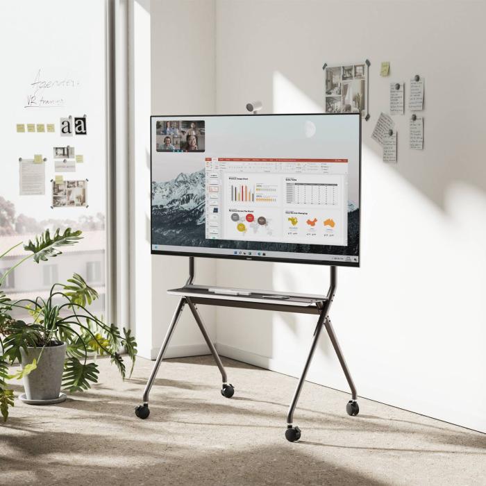 AISENS PRO Floor Stand with Wheel, 1 Tray for Interactive Screen/TV 120Kg from 50-86, Black — image 8 of 9