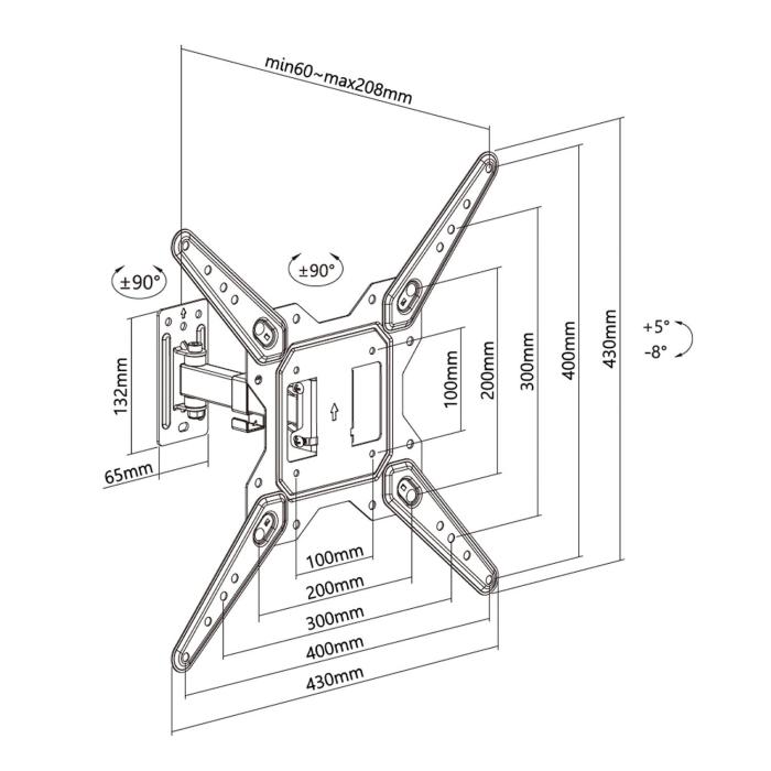 AISENS Swivel ECO Support, Tilt for Monitor/TV 30Kg (2 Pivots) from 23-55, Black — image 4 of 7