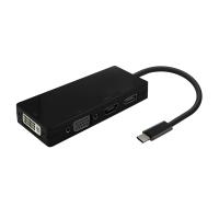 AISENS USB-C to DP/DVI/HDMI/VGA Converter, USB-C/M-DP/H-DVI/H-HDMI/H-Vga/H, Black, 15cm