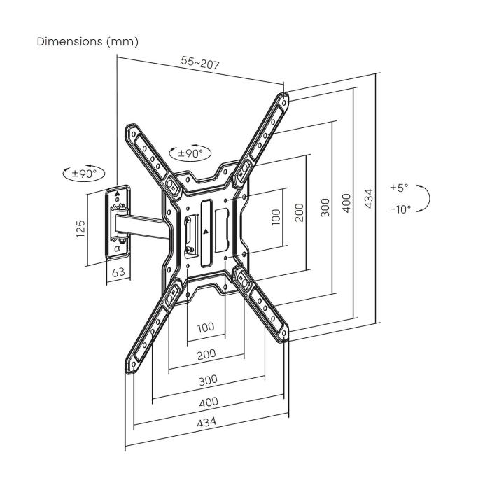 AISENS WT65TSE-415 TV mount/stand 165.1 cm (65'') Black — image 7 of 14