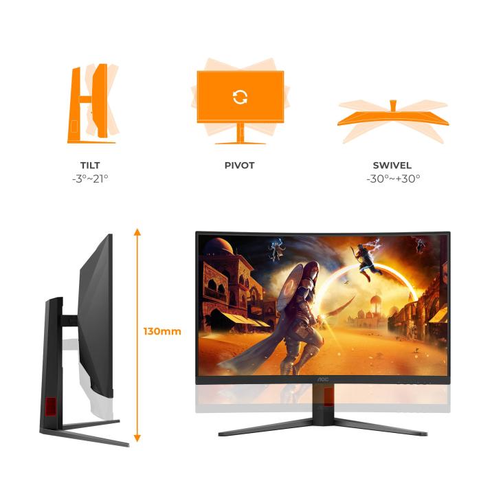 AOC G4 C32G4Z computer monitor 80 cm (31.5'') 1920 x 1080 pixels Full HD LCD Black, Red — image 4 of 38