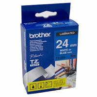 Brother Gloss Laminated Labelling Tape - 24mm, White/Blue label-making tape TZ
