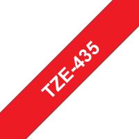 Brother TZE-435 label-making tape White on red