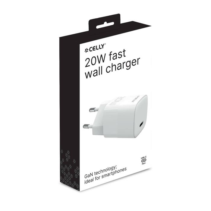 Celly TC1USBC20WEVOWH mobile device charger Smartphone White AC Fast charging Indoor — image 2 of 2