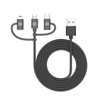 Celly USB3IN1BK USB cable USB 2.0 1 m USB A Micro-USB B Black, view image 3 of 5
