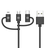 Celly USB3IN1BK USB cable USB 2.0 1 m USB A Micro-USB B Black
