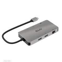 CLUB3D Type-C 8-in-1 hub with 2x HDMI, 2x USB-A, RJ45, SD/ Micro SD card slots and USB Type-C female port