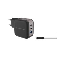 Conceptronic 3-Port 67W GaN USB PD Charger with USB-C Charging Cable, USB-C x 2, USB-A x 1, QC 3.0, PPS