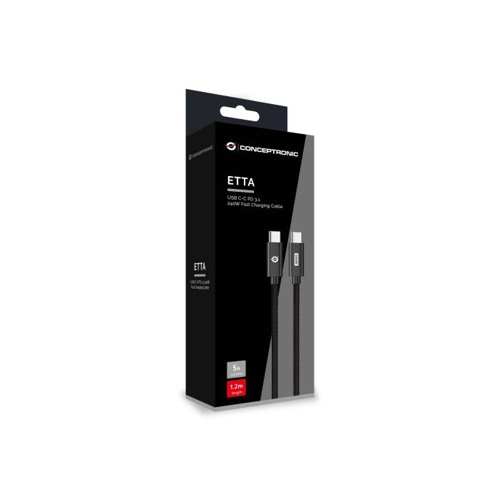 Conceptronic ETTA03B12 USB C-C PD 3.1 240W Fast Charging Cable 1.2M, 48V 5A, 480Mbps, E-Mark — image 4 of 4