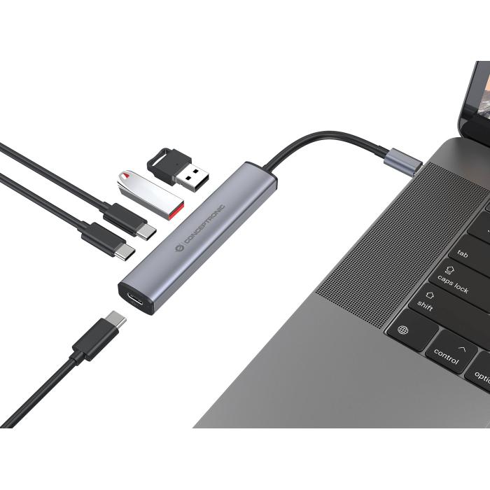 Conceptronic HUBBIES22G 4-Port USB 3.2 Gen 1 Hub, 2 x USB-C & 2 x USB-A Ports, 5Gbps, USB-C PD 100W — image 10 of 12