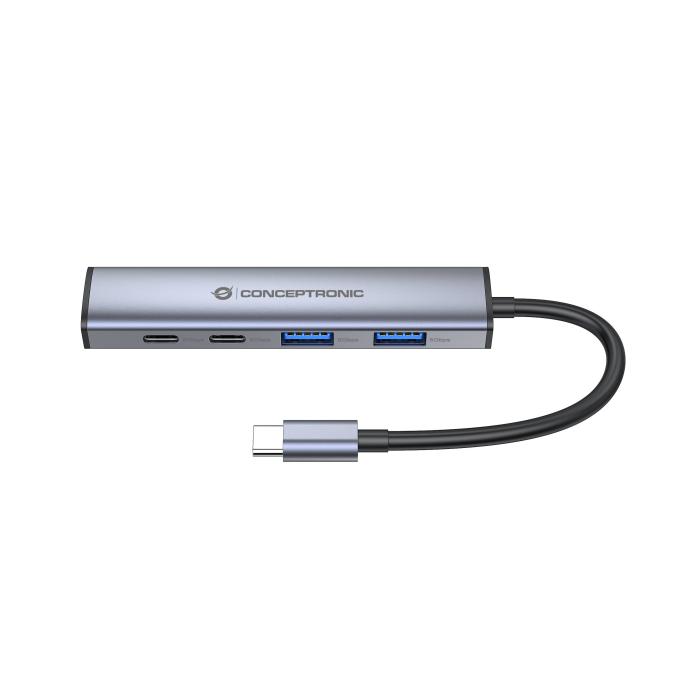 Conceptronic HUBBIES22G 4-Port USB 3.2 Gen 1 Hub, 2 x USB-C & 2 x USB-A Ports, 5Gbps, USB-C PD 100W — image 3 of 12