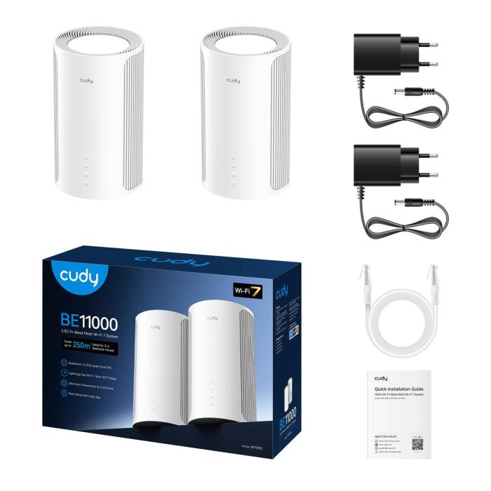 Cudy M11000 Tri-band (2.4 GHz / 5 GHz / 6 GHz) Wi-Fi 7 (802.11be) White 4 Internal — image 2 of 4