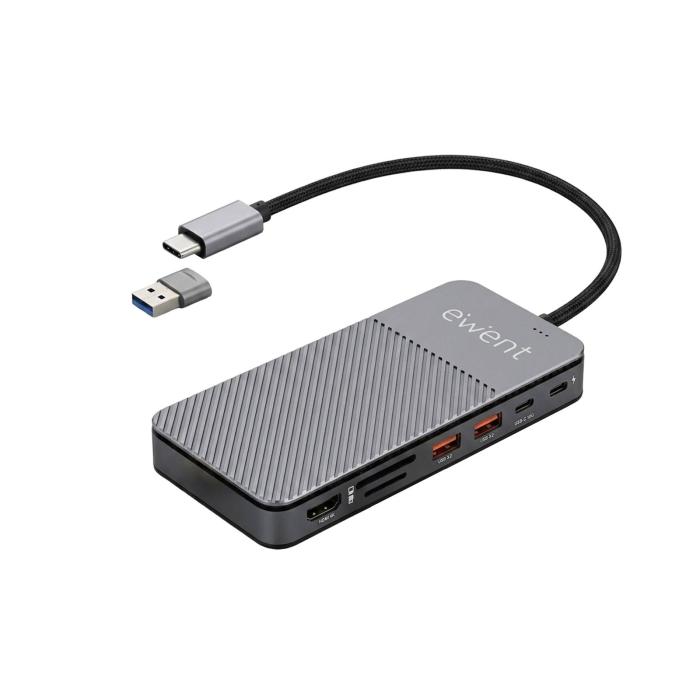 Ewent EW1156 laptop dock/port replicator Wired USB 3.2 Gen 1 (3.1 Gen 1) Type-C Aluminium — image 4 of 6
