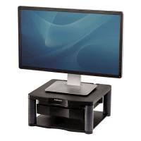 Fellowes Computer Monitor Stand with 3 Height Adjustments - Premium Monitor Riser Plus with Cable Management - Ergonomic Adjustable Monitor Stand for Computers - Max Weight 36KG/Max Size 21'' - Graphite