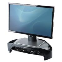 Fellowes Computer Monitor Stand with 3 Height Adjustments - Smart Suites Monitor Riser Plus with Storage Area - Ergonomic Adjustable Monitor Stand for Computers - Max Weight 10KG/Max Size 21'' - Black