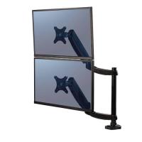 Fellowes Platinum Series Dual Stacking Monitor Arm - Monitor Mount for Two 8KG 27 Inch Screens - Adjustable Dual Monitor Desk Mount - Tilt 45° Pan 180° Swivel 360° Rotation 360°, VESA 75 x 75/100 x 100 - Black