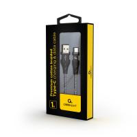 Gembird Premium cotton braided Type-C USB charging and data cable, 1 m, black/white, view image 2 of 2