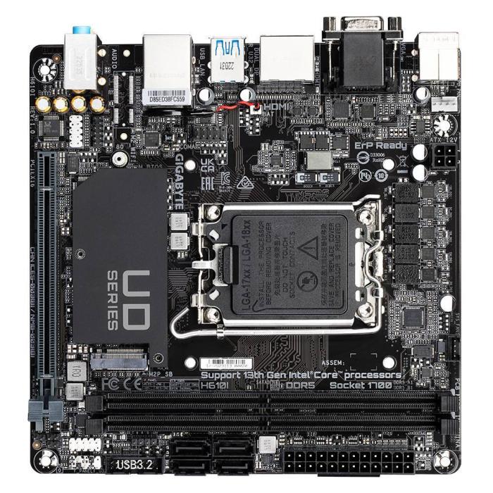 GIGABYTE H610I Motherboard - Supports Intel Core 14th CPUs, 4+1+1 Hybrid Digital VRM, up to 5600MHz DDR5, 1xPCIe 3.0 M.2 — image 4 of 5