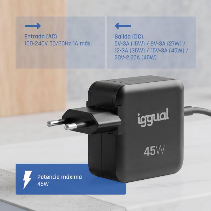 iggual IGG321270 power adapter/inverter Indoor 45 W Black — image 5 of 12