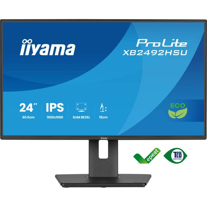 iiyama ProLite 24” IPS Full HD panel with 4-side slim bezel, B energy class and height adjustable stand — image 2 of 40