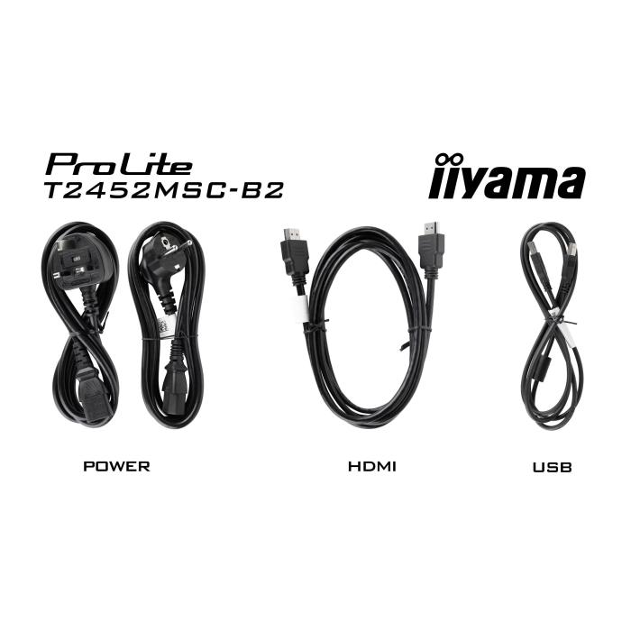 iiyama ProLite T2452MSC-B2 computer monitor 61 cm (24'') 1920 x 1080 pixels Full HD Touchscreen — image 32 of 32