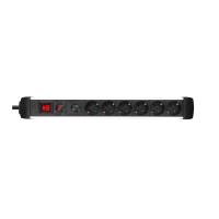 InLine Socket Strip, Aluminum, 6-way with protection, switch, 1.5m