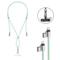Intenso USB-C Charging Lanyard – Phone Necklace Cable, 60W Fast Charging, Adjustable Length, 1.65 m Nylon, USB-C to USB-C, green