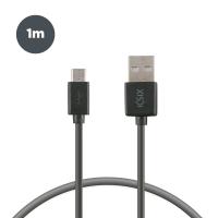Ksix USB-A to Micro-USB 20 W charge and data cable, Fast charge, 1 m, Black