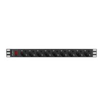 Lanberg PDU-09F-0300-BK power distribution unit (PDU) 9 AC outlet(s) 1U Black, Grey