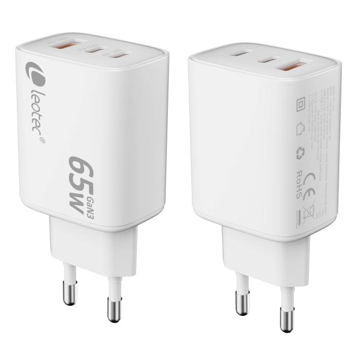 Leotec LECSPH65W3W2 mobile device charger Universal White AC Indoor — image 4 of 6