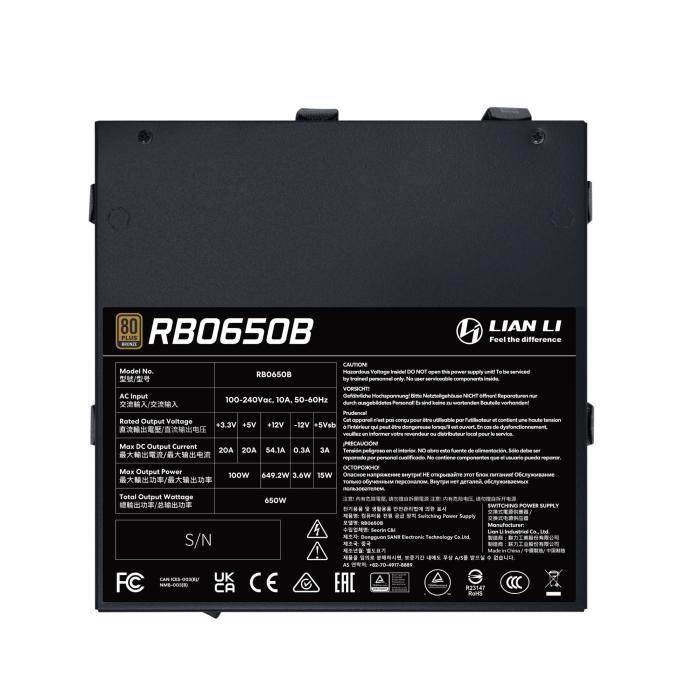 Lian Li RB0650B.B power supply unit 650 W 24-pin ATX ATX Black — image 2 of 12