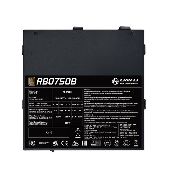 Lian Li RB0750B.B power supply unit 750 W 24-pin ATX ATX Black — image 2 of 12