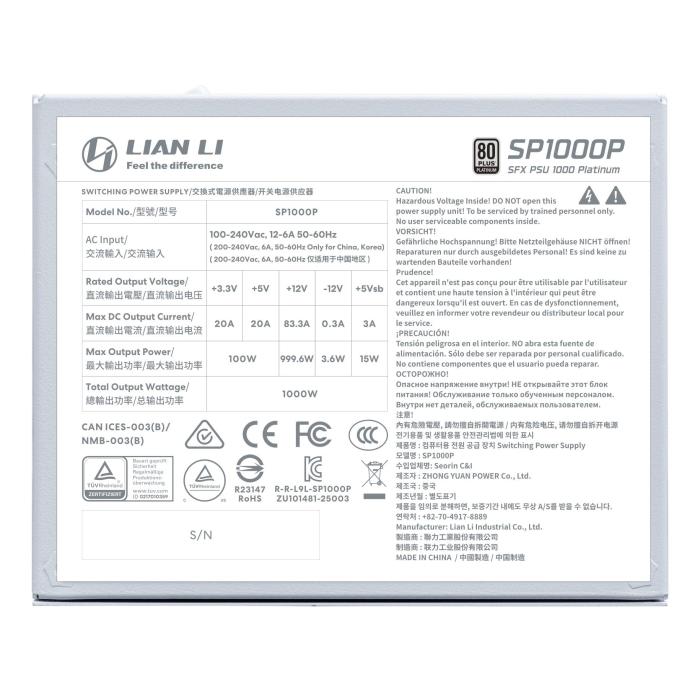 Lian Li SP1000P power supply unit 1000 W 24-pin ATX SFX White — image 18 of 22